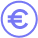 Euro currency Icon Circular outline of Euro currency icon in purple color with a circle around it